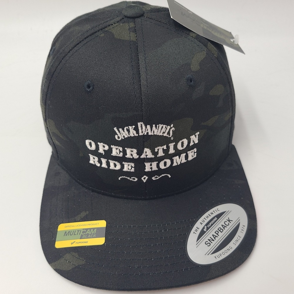 Jack Daniels Hat Snapback Black Camo Operation Ride Home Charity Motorcycle Men